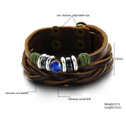 Compleet In Specificaties Titanium Leren Armband Met Strass