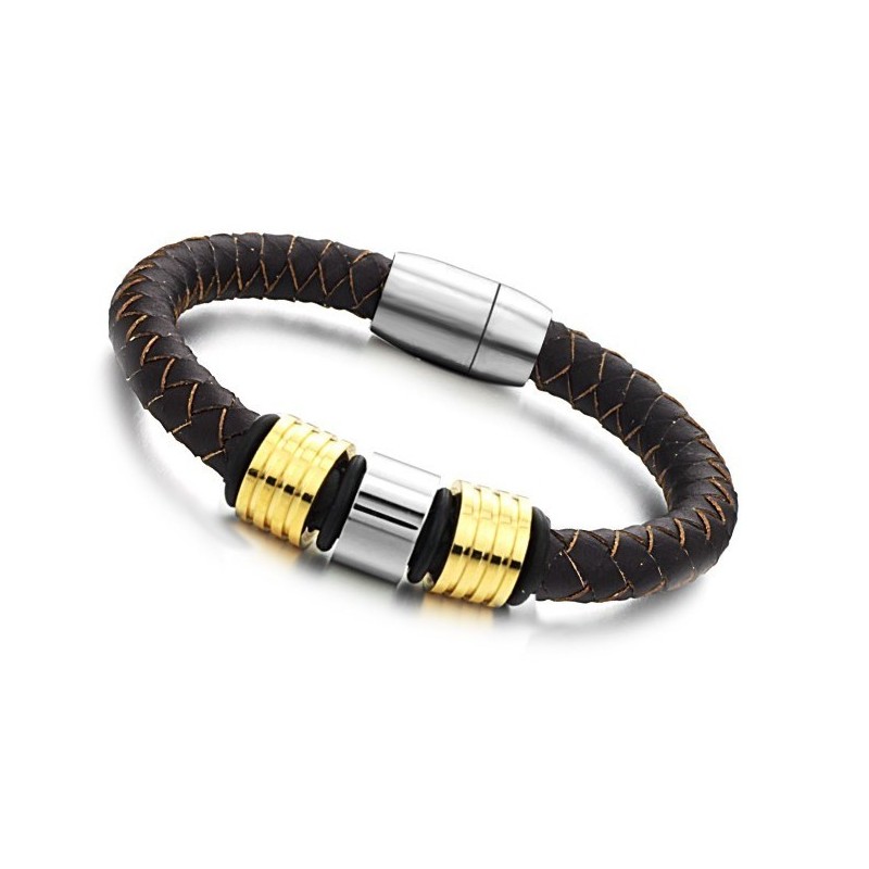 Uitstekende Kwaliteit Mannelijke Bruine Titanium Leren Armband Uitstekende Kwaliteit Mannelijke Bruine Titanium Leren Armband