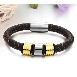 Uitstekende Kwaliteit Mannelijke Bruine Titanium Leren Armband