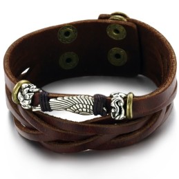Hoogwaardige Heren Titanium Leren Armband