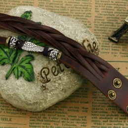 Hoogwaardige Heren Titanium Leren Armband