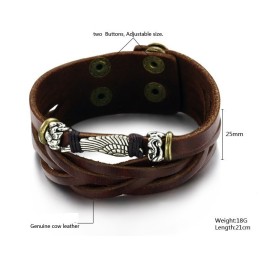 Hoogwaardige Heren Titanium Leren Armband
