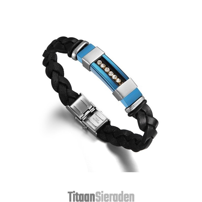 Brede Variaties Heren Titanium Leren Armband Brede Variaties Heren Titanium Leren Armband