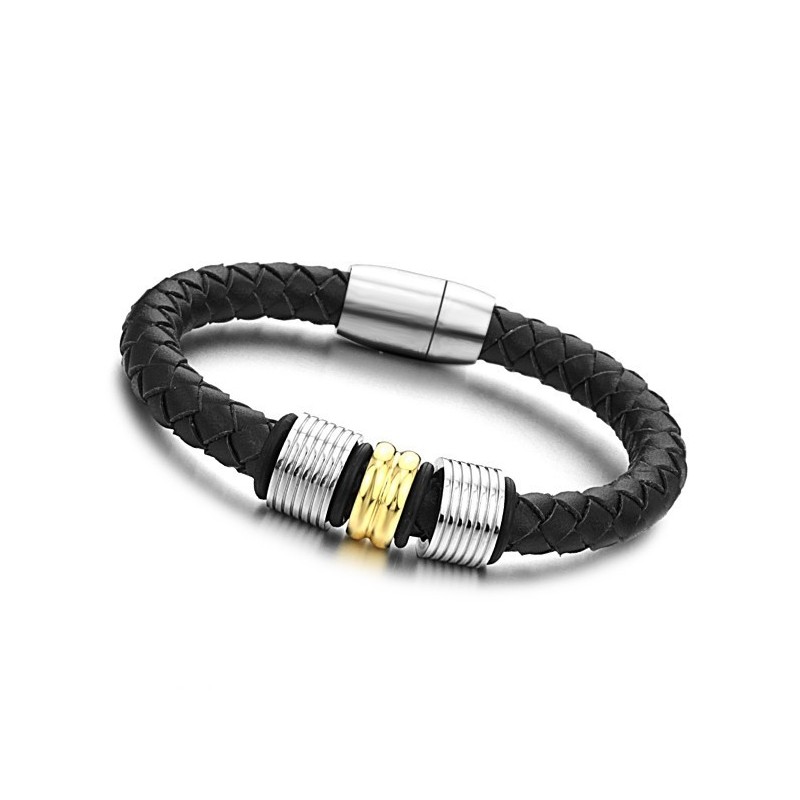 Brede Variaties Zwarte Titanium Leren Armband Brede Variaties Zwarte Titanium Leren Armband
