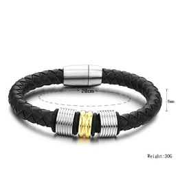 Brede Variaties Zwarte Titanium Leren Armband