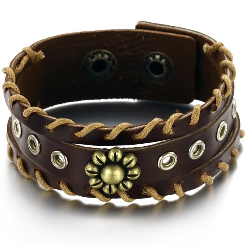 Retro Titanium Leren Armband Van Uitstekende Kwaliteit Retro Titanium Leren Armband Van Uitstekende Kwaliteit
