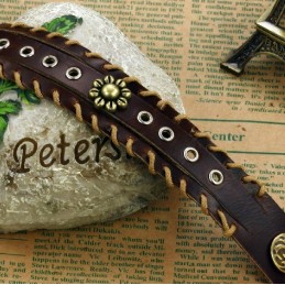 Retro Titanium Leren Armband Van Uitstekende Kwaliteit