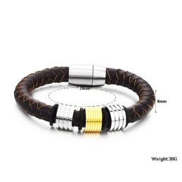 Gebruiksvriendelijke Mannelijke Bruine Titanium Leren Armband