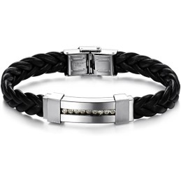 De Koningin Van De Kwaliteitstitanium Leren Armband Met Strass