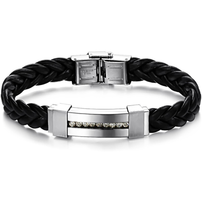 De Koningin Van De Kwaliteitstitanium Leren Armband Met Strass De Koningin Van De Kwaliteitstitanium Leren Armband Met Strass