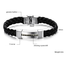 De Koningin Van De Kwaliteitstitanium Leren Armband Met Strass