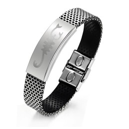 Stabiele Kwaliteit Scorpion Titanium Leren Armband