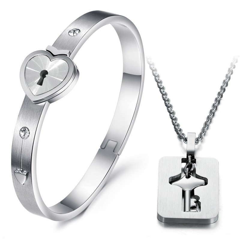 Hoogwaardige Titanium Armband In Slotvorm Voor Geliefden Hoogwaardige Titanium Armband In Slotvorm Voor Geliefden