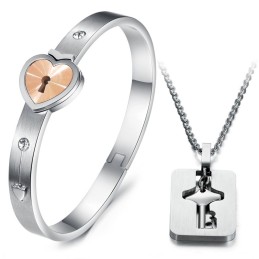 Hoogwaardige Titanium Armband In Slotvorm Voor Geliefden