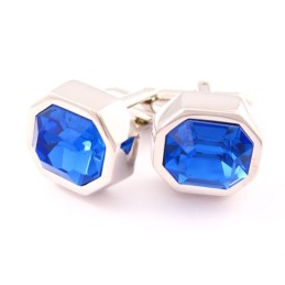 Mode Titanium Manchetknopen Met Koel Blauw Opaal