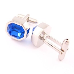 Mode Titanium Manchetknopen Met Koel Blauw Opaal