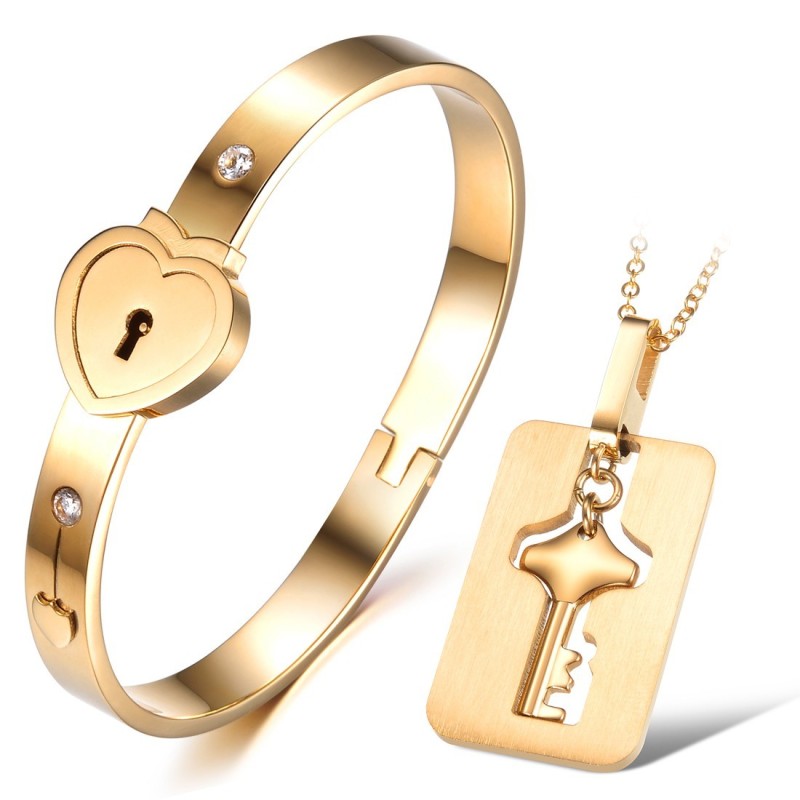 Betrouwbare Reputatie Slotvorm Titanium Armband Voor Geliefden Betrouwbare Reputatie Slotvorm Titanium Armband Voor Geliefden