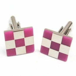 Mode Roze En Witte Raster Titanium Manchetknopen