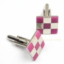 Mode Roze En Witte Raster Titanium Manchetknopen