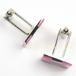 Mode Roze En Witte Raster Titanium Manchetknopen