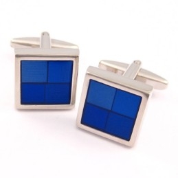 Titanium En Blauwe Vierkante Funky Manchetknopen