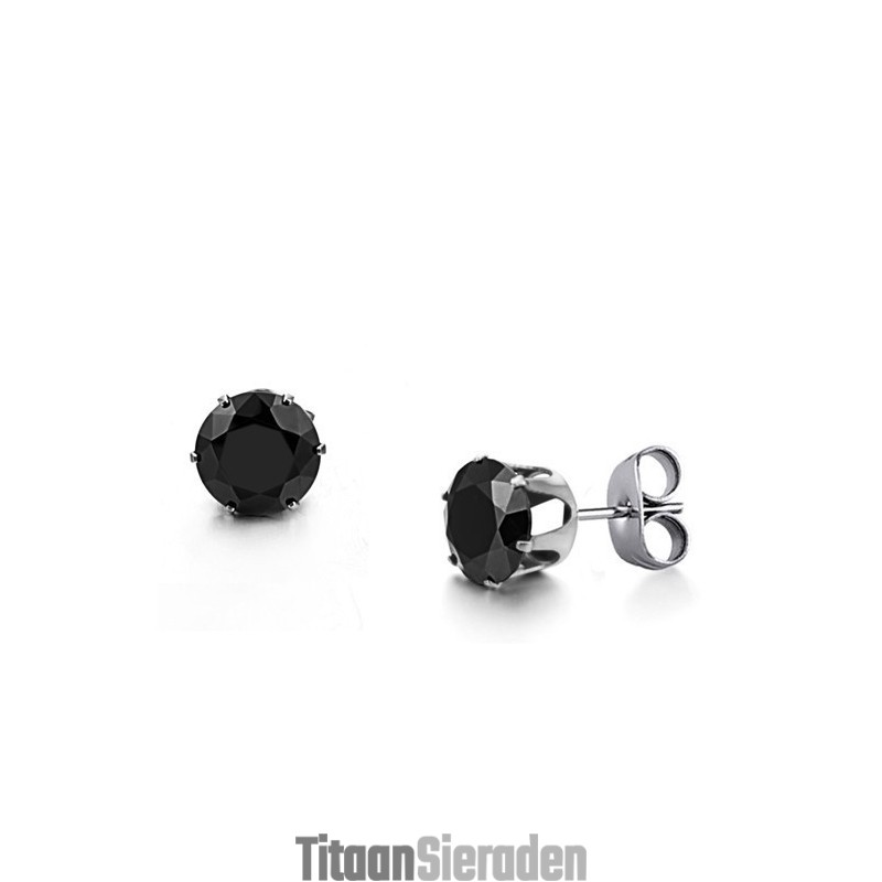 Hoogwaardige Herenoorbellen Van Zwart Titanium Met Diamant Hoogwaardige Herenoorbellen Van Zwart Titanium Met Diamant