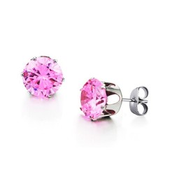 Breed Scala Aan Roze Titanium Oorbellen Voor Dames Met Diamant