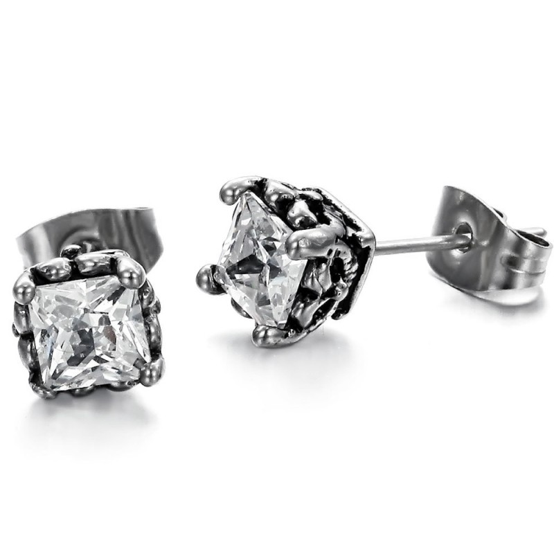 Stabiele Kwaliteit Unisex Titanium Oorbellen Met Diamant Stabiele Kwaliteit Unisex Titanium Oorbellen Met Diamant