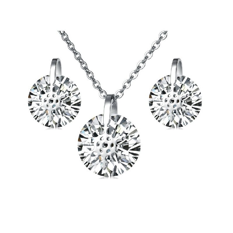 Kwaliteit En Kwantiteit Gegarandeerde Vrouwelijke Sneeuwvlok Titanium Ketting En Oorbellen Met Strass