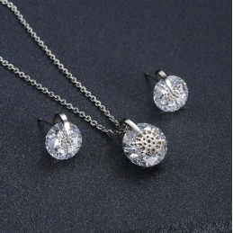 Kwaliteit En Kwantiteit Gegarandeerde Vrouwelijke Sneeuwvlok Titanium Ketting En Oorbellen Met Strass