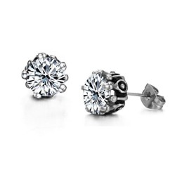 Uitstekende Kwaliteit Vrouwelijke Witte Titanium Oorbellen Met Strass