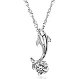 Wereldberoemde Vrouwelijke Dolfijnvormige Platina Titanium Ketting Met Diamant