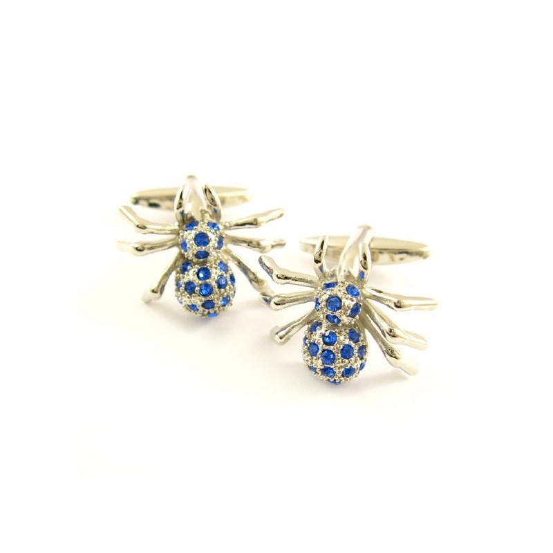Titanium Mysterieuze Spinnen Manchetknopen Met Blauwe Diamanten Titanium Mysterieuze Spinnen Manchetknopen Met Blauwe Diamanten