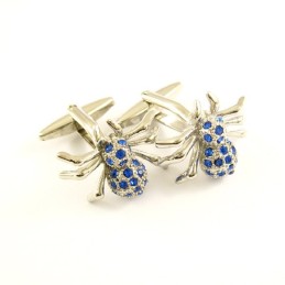 Titanium Mysterieuze Spinnen Manchetknopen Met Blauwe Diamanten
