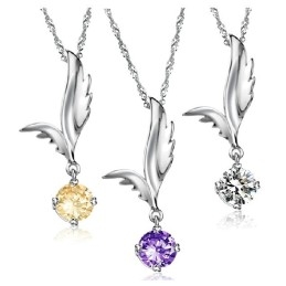 Betrouwbare Kwaliteit Vrouwelijke Vleugelvormige Platina Titanium Ketting Met Strass