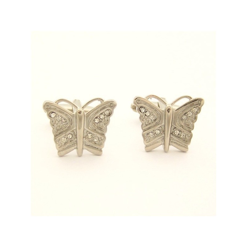 Titanium Vlindermanchetknopen Met Diamanten