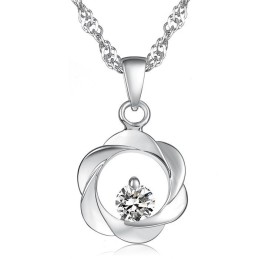 Kwaliteit En Kwantiteit Gegarandeerd. Elegante, Platina Vergulde Titanium Ketting Voor Dames Met Diamant.