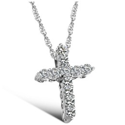 Betrouwbare Reputatie Vrouwelijke Kruis Platina Plating Titanium Ketting Met Strass