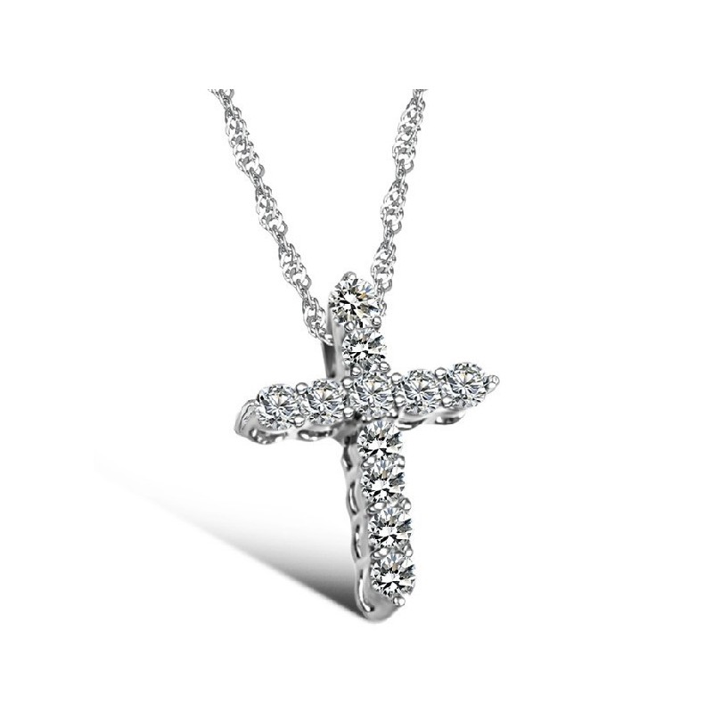 Betrouwbare Reputatie Vrouwelijke Kruis Platina Plating Titanium Ketting Met Strass Betrouwbare Reputatie Vrouwelijke Kruis Platina Plating Titanium Ketting Met Strass