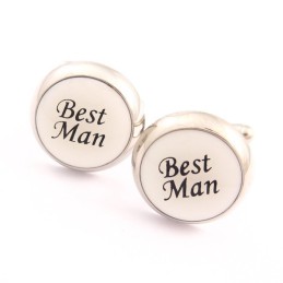 Beste Man Titanium En Zwarte Ip Vergulde Ronde Manchetknopen