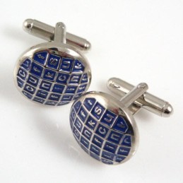 Titanium En Blauw Ip-Geplateerde Ronde Manchetknopen