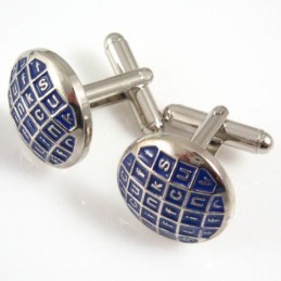 Titanium En Blauw Ip-Geplateerde Ronde Manchetknopen