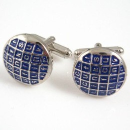 Titanium En Blauw Ip-Geplateerde Ronde Manchetknopen