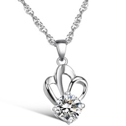 Gemakkelijk Te Gebruiken, Allergievrije, Platina Titanium Ketting Met Strasssteentjes Voor Vrouwen