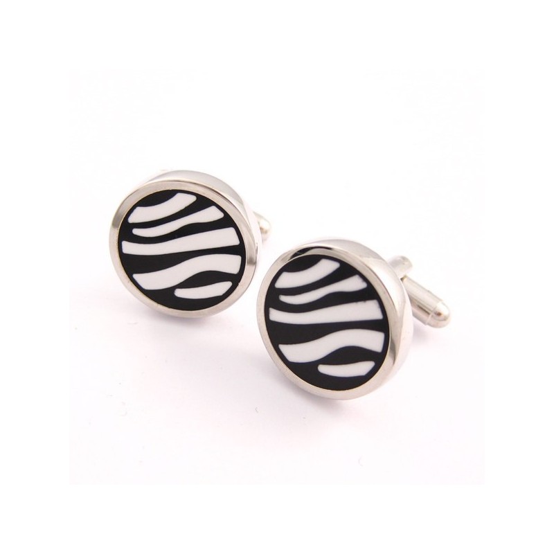 Titanium Zebras Ronde Manchetknopen
