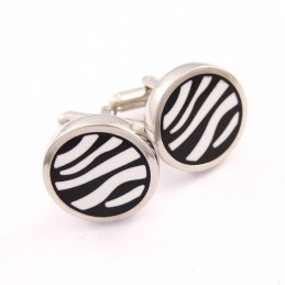 Titanium Zebras Ronde Manchetknopen