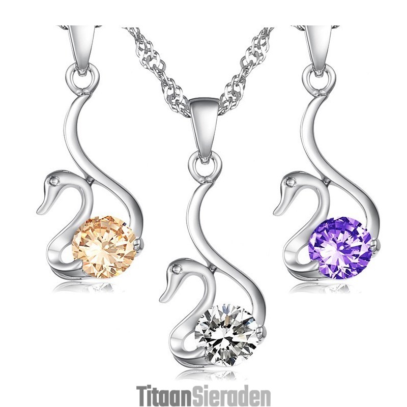 Betrouwbare Reputatie Vrouwelijke Zwaanvorm Platina Titanium Ketting Met Diamant Betrouwbare Reputatie Vrouwelijke Zwaanvorm Platina Titanium Ketting Met Diamant