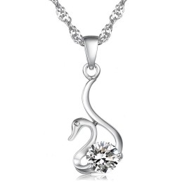 Betrouwbare Reputatie Vrouwelijke Zwaanvorm Platina Titanium Ketting Met Diamant