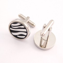 Titanium Zebras Ronde Manchetknopen