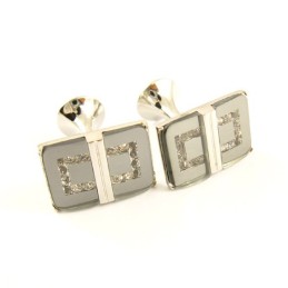 Titanium Langwerpige Manchetknopen Met Diamanten
